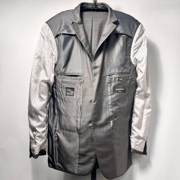 ERMENEGILDO ZEGNA Over Checked Two-Piece Wool Suit Trofeo 600 Gray 48R Italy - Picture 5 of 16